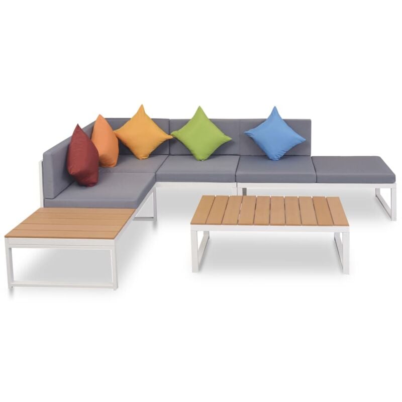 foto del prodotto vidaxl set divani da giardino 4 pz con cuscini in alluminio e wpc