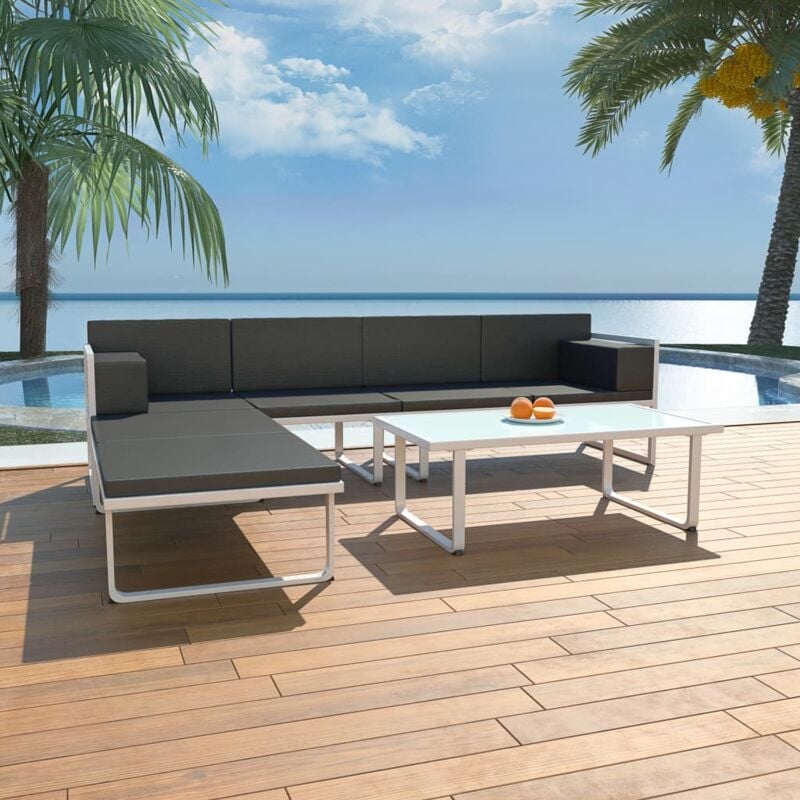 immagine 0 del prodotto vidaxl set divani da giardino 4 pz con cuscini in alluminio nero