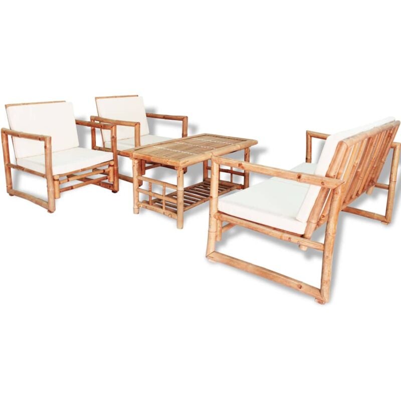 foto del prodotto vidaxl - set divani da giardino 4 pz con cuscini in bambù