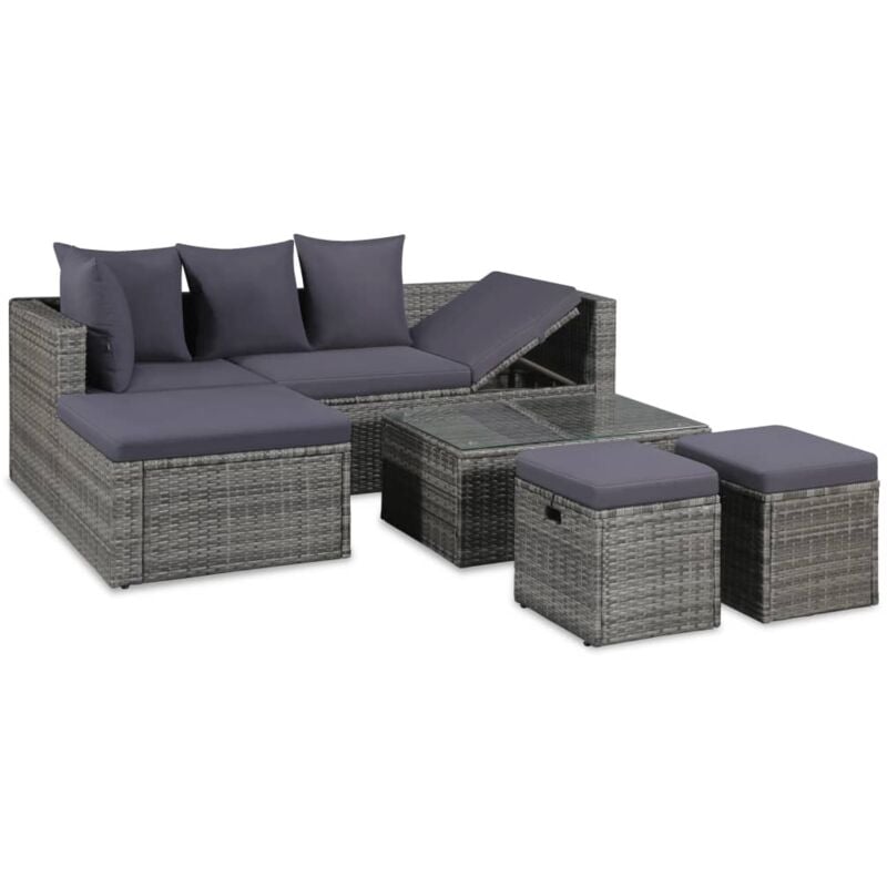 foto del prodotto vidaxl set divani da giardino 4 pz con cuscini in polyrattan grigio