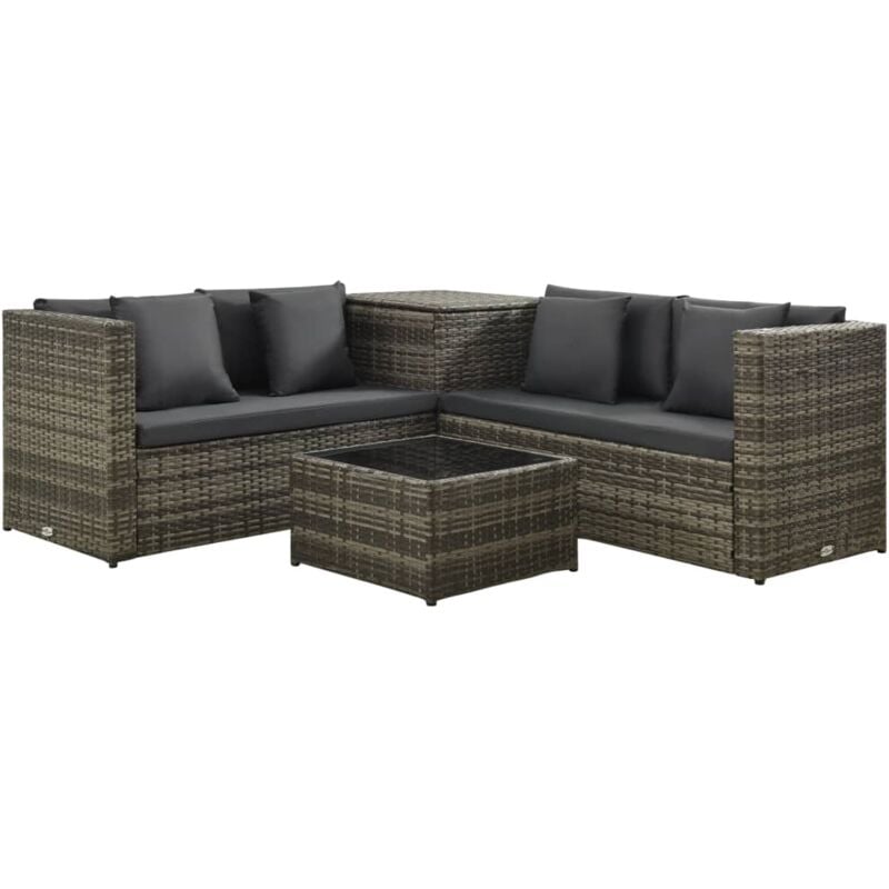 foto del prodotto vidaxl set divani da giardino 4 pz con cuscini in polyrattan grigio