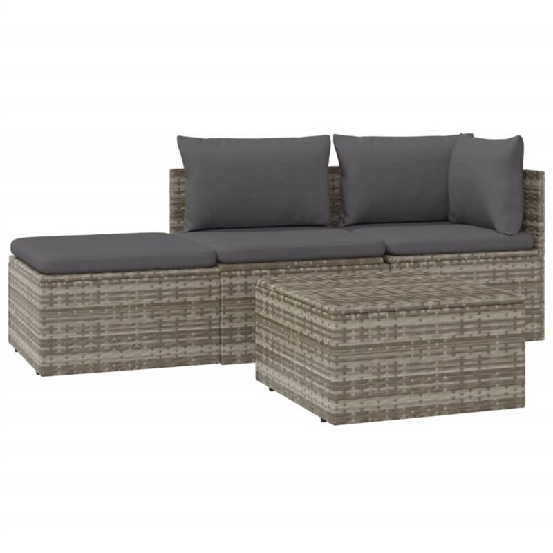 foto del prodotto vidaxl set divani da giardino 4 pz con cuscini in polyrattan grigio