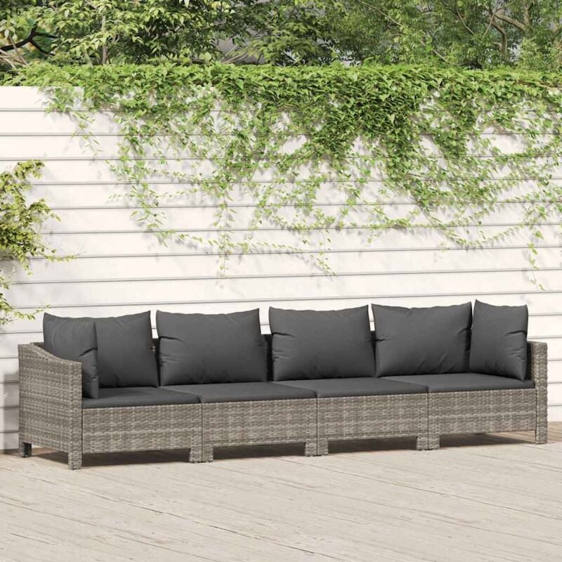 immagine 0 del prodotto vidaxl set divani da giardino 4 pz con cuscini in polyrattan grigio