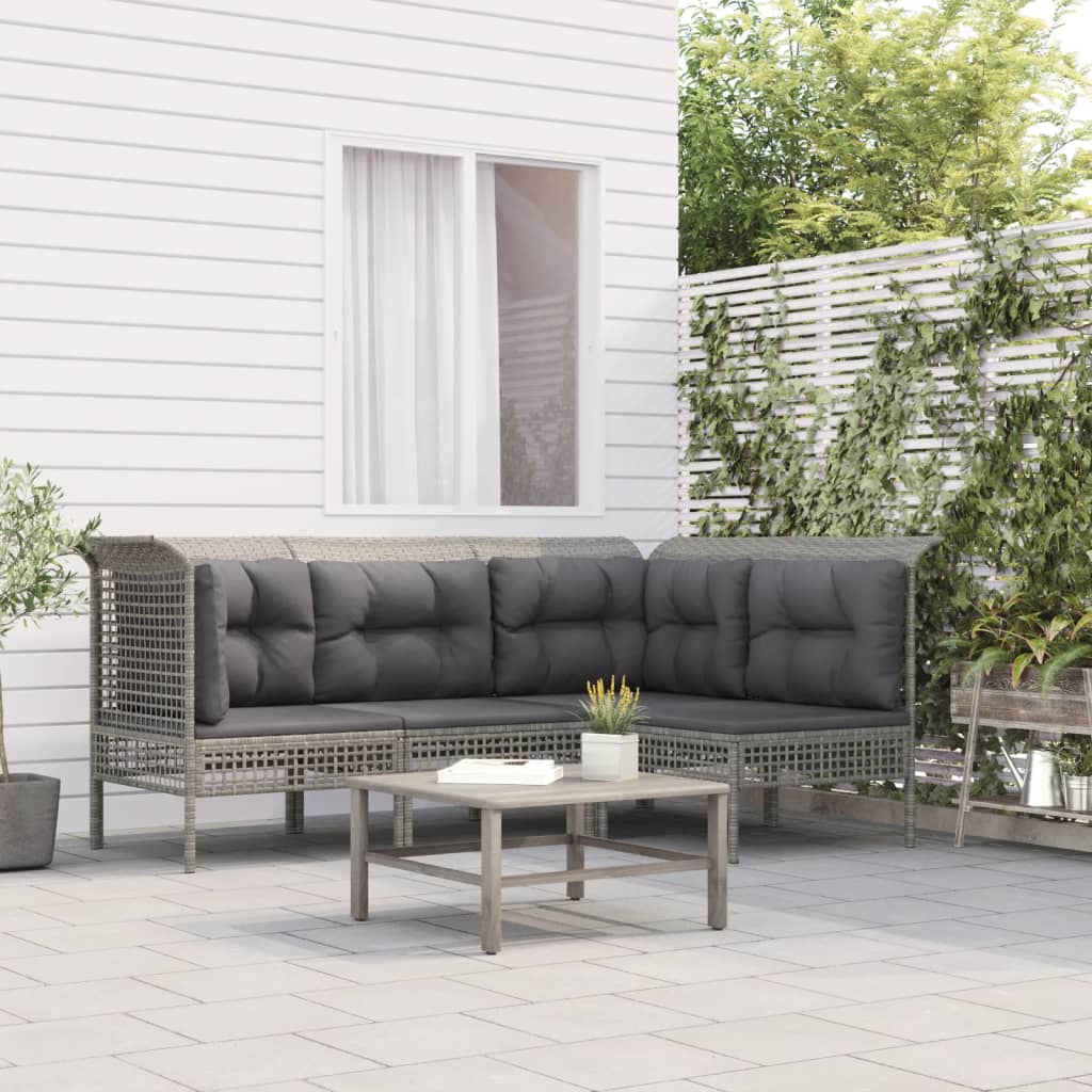 foto del prodotto vidaxl set divani da giardino 4 pz con cuscini in polyrattan grigio