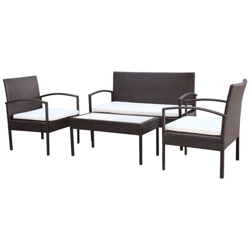 foto del prodotto vidaxl set divani da giardino 4 pz con cuscini in polyrattan marrone