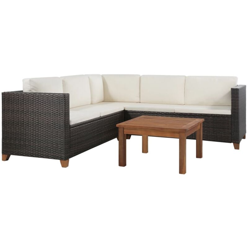 foto del prodotto vidaxl set divani da giardino 4 pz con cuscini in polyrattan marrone