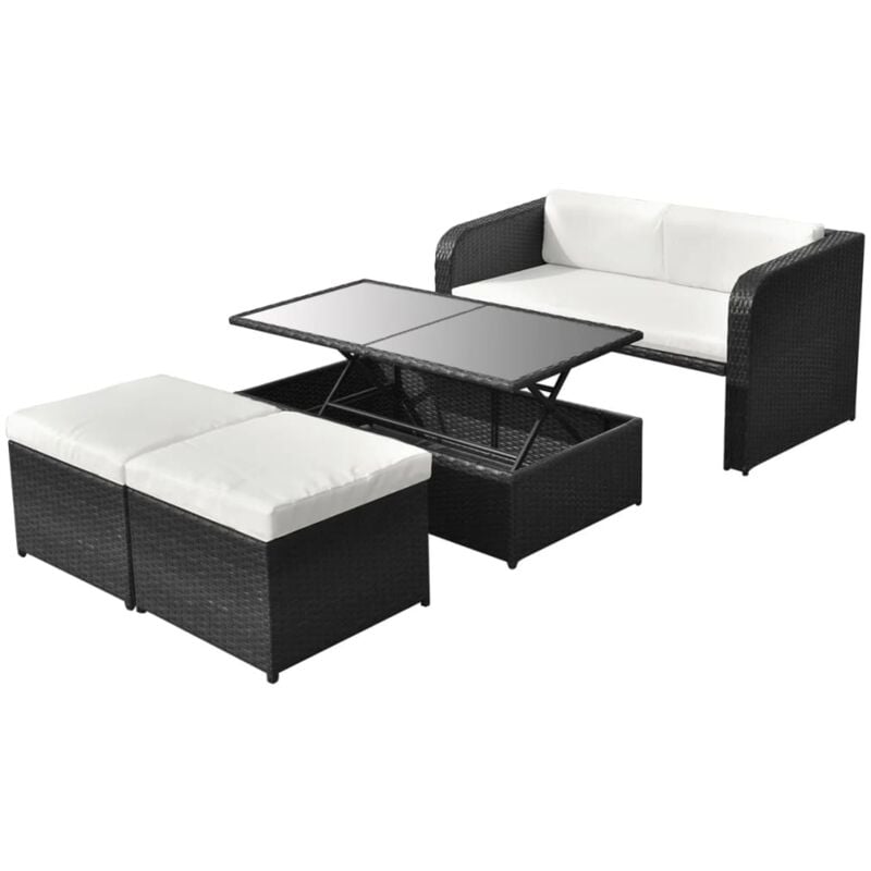 foto del prodotto vidaxl set divani da giardino 4 pz con cuscini in polyrattan nero