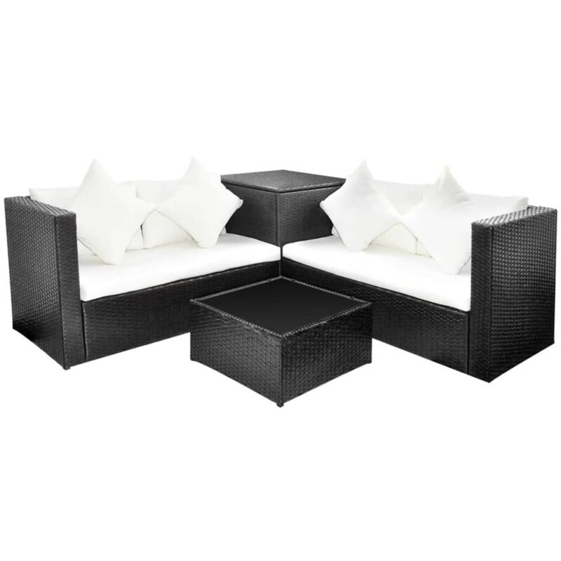foto del prodotto vidaxl set divani da giardino 4 pz con cuscini in polyrattan nero