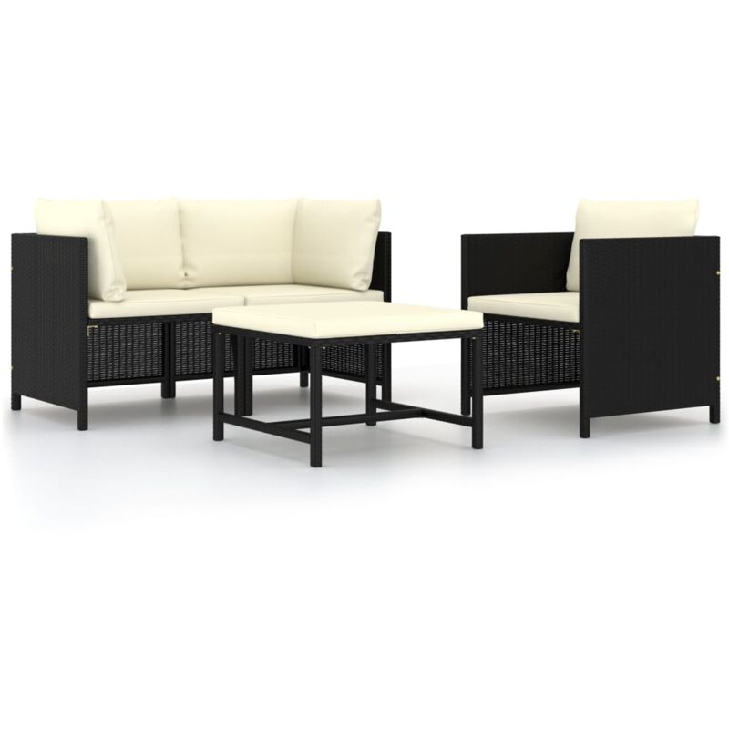 foto del prodotto vidaxl set divani da giardino 4 pz con cuscini in polyrattan nero