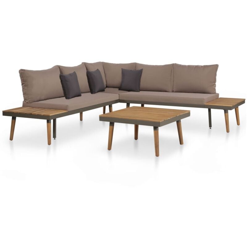 foto del prodotto vidaxl set divani da giardino 4 pz con cuscini legno di acacia marrone