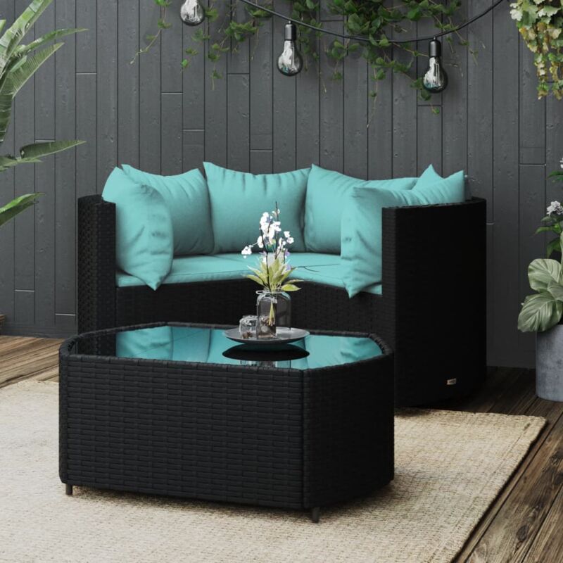 foto del prodotto vidaxl set divani da giardino 4 pz con cuscini nero in polyrattan 801640