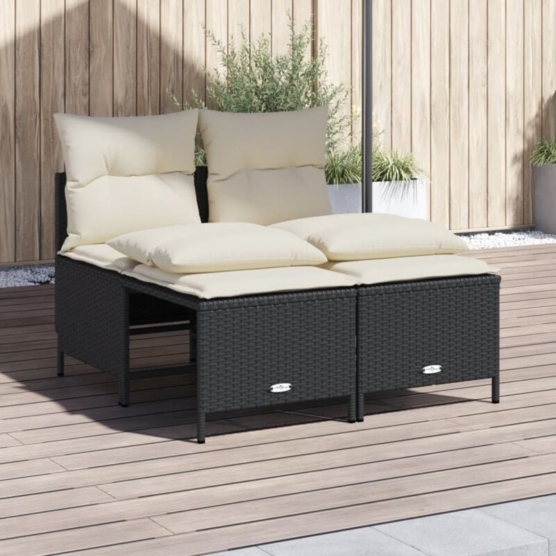 foto del prodotto vidaxl set divani da giardino 4 pz con cuscini nero in polyrattan