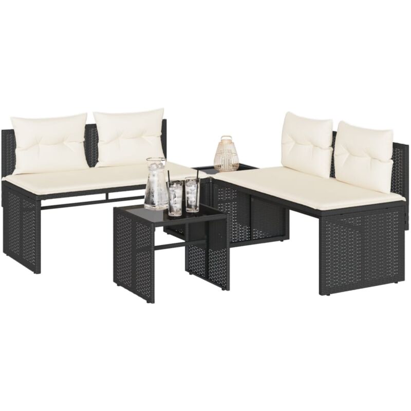 foto del prodotto vidaxl set divani da giardino 4 pz con cuscini nero in polyrattan