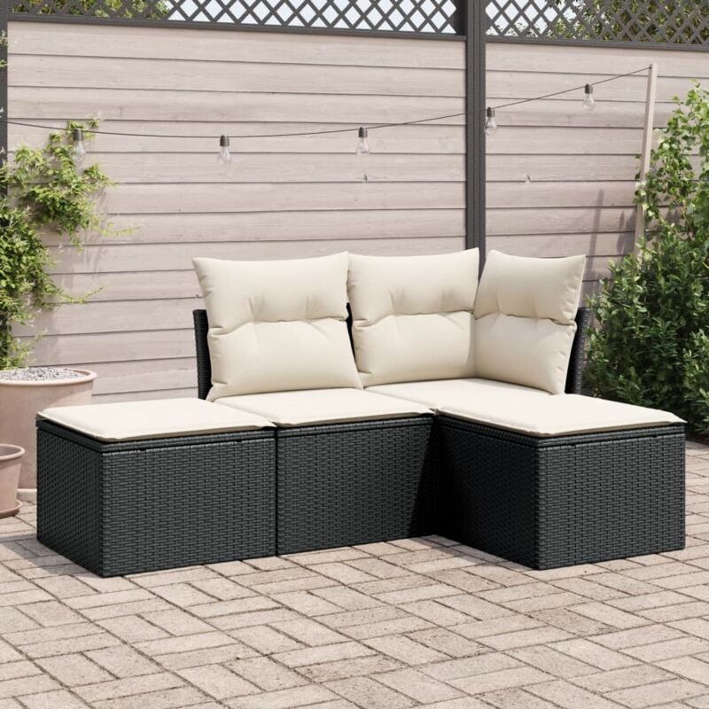 foto del prodotto vidaxl set divani da giardino 4 pz con cuscini nero in polyrattan