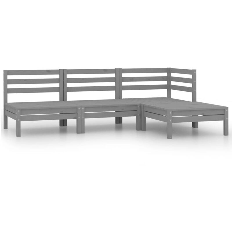 foto del prodotto vidaxl set divani da giardino 4 pz grigio in legno massello di pino