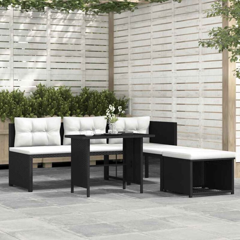foto del prodotto vidaxl set divani da giardino 4 pz in polyrattan nero 378779