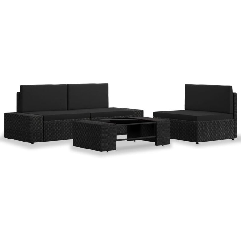 foto del prodotto vidaxl set divani da giardino 4 pz in polyrattan nero