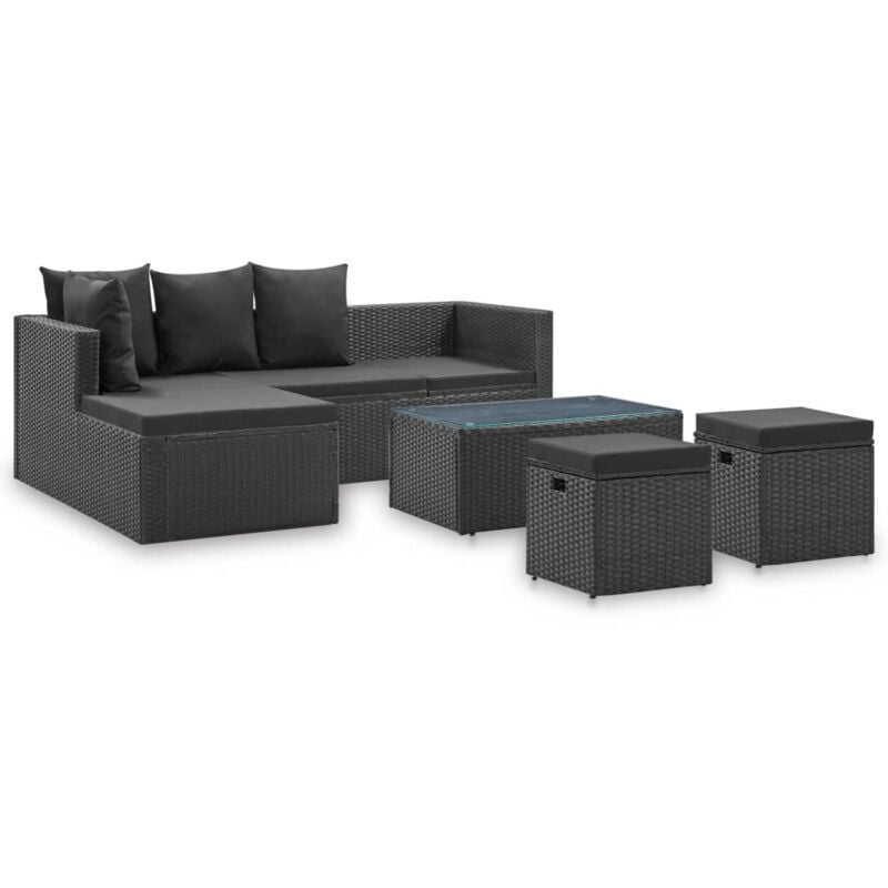 foto del prodotto vidaxl set divani da giardino 4 pz nero con cuscini in polyrattan