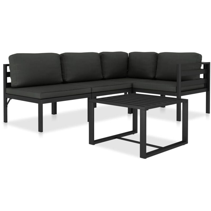 foto del prodotto vidaxl set divani da giardino 5 pz con cuscini in alluminio antracite