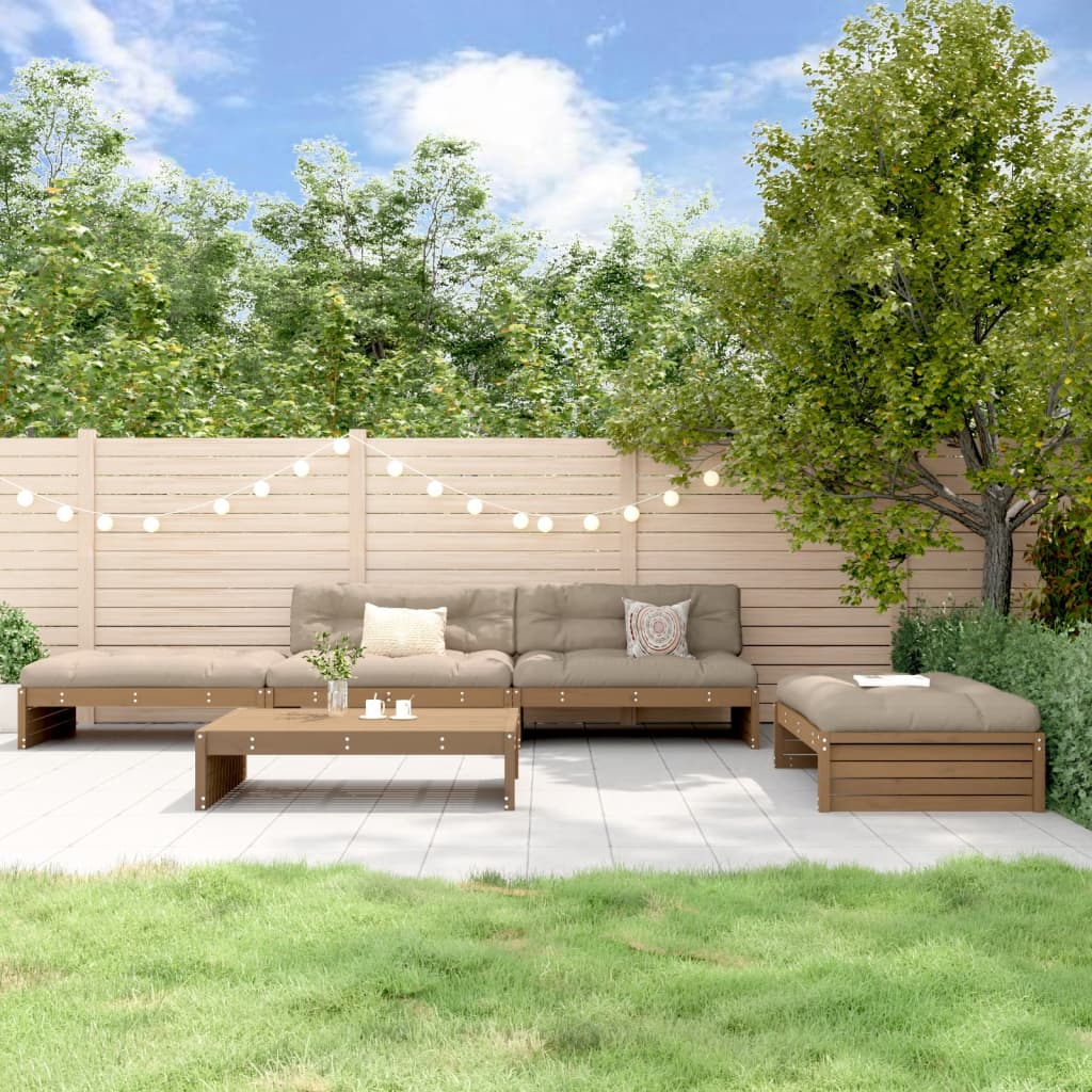 foto del prodotto vidaxl set divani da giardino 5 pz con cuscini in legno massello ambra
