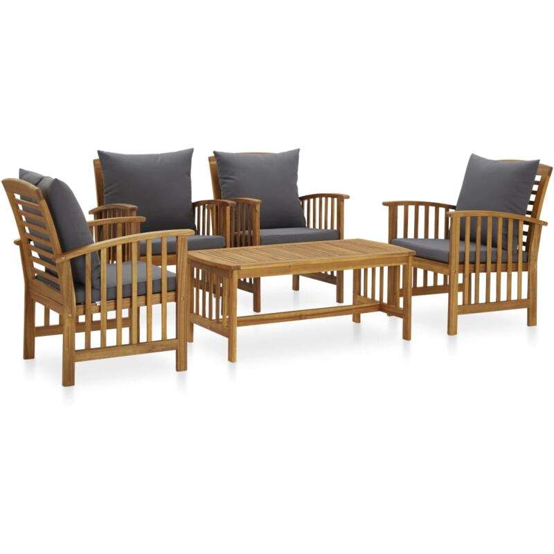 foto del prodotto vidaxl set divani da giardino 5 pz con cuscini in massello di acacia