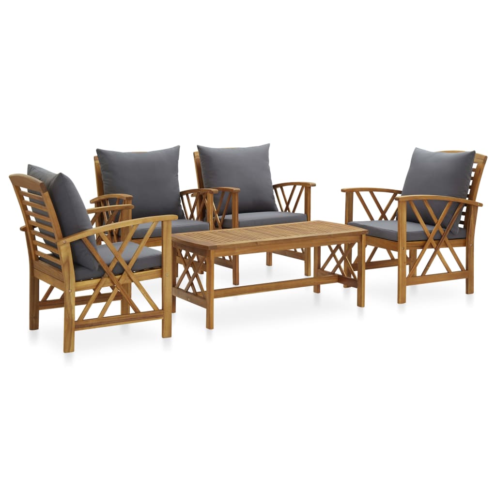 foto del prodotto vidaxl set divani da giardino 5 pz con cuscini in massello di acacia