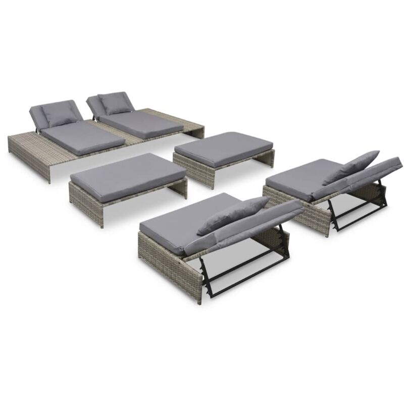 foto del prodotto vidaxl set divani da giardino 5 pz con cuscini in polyrattan grigio