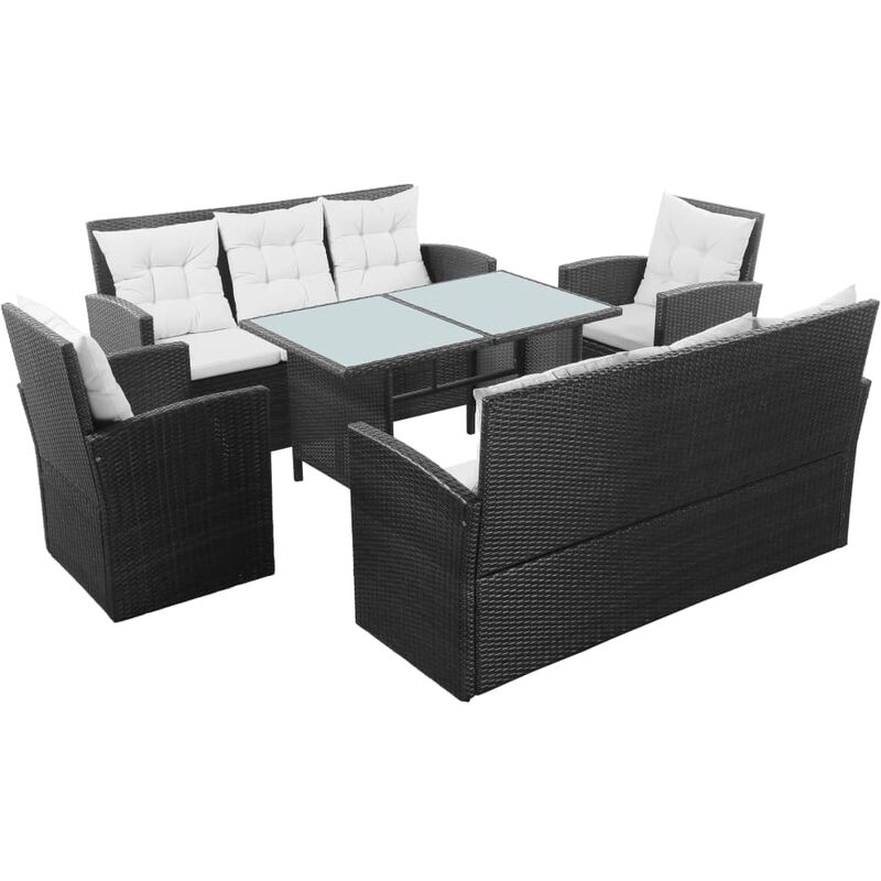 foto del prodotto vidaxl set divani da giardino 5 pz con cuscini in polyrattan nero
