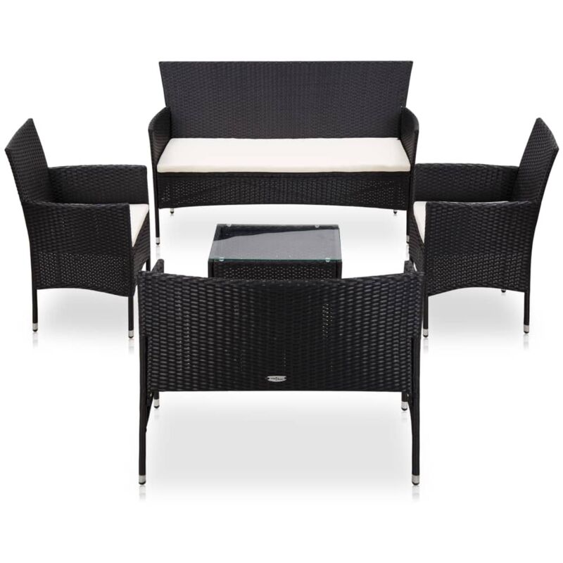 foto del prodotto vidaxl set divani da giardino 5 pz con cuscini in polyrattan nero