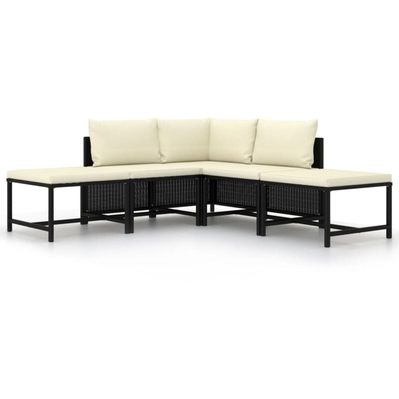 foto del prodotto vidaxl set divani da giardino 5 pz con cuscini in polyrattan nero