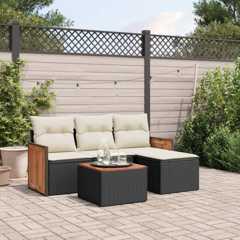 immagine 0 del prodotto vidaxl set divani da giardino 5 pz con cuscini in polyrattan nero