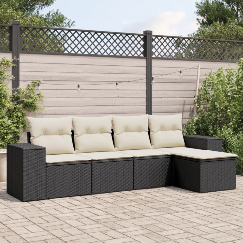 foto del prodotto vidaxl set divani da giardino 5 pz con cuscini in polyrattan nero