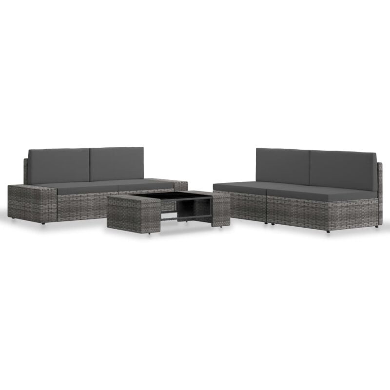 foto del prodotto vidaxl set divani da giardino 5 pz in polyrattan grigio