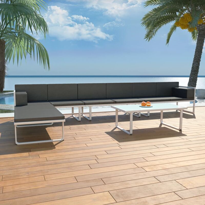foto del prodotto vidaxl set divani da giardino 5 pz in textilene e alluminio nero