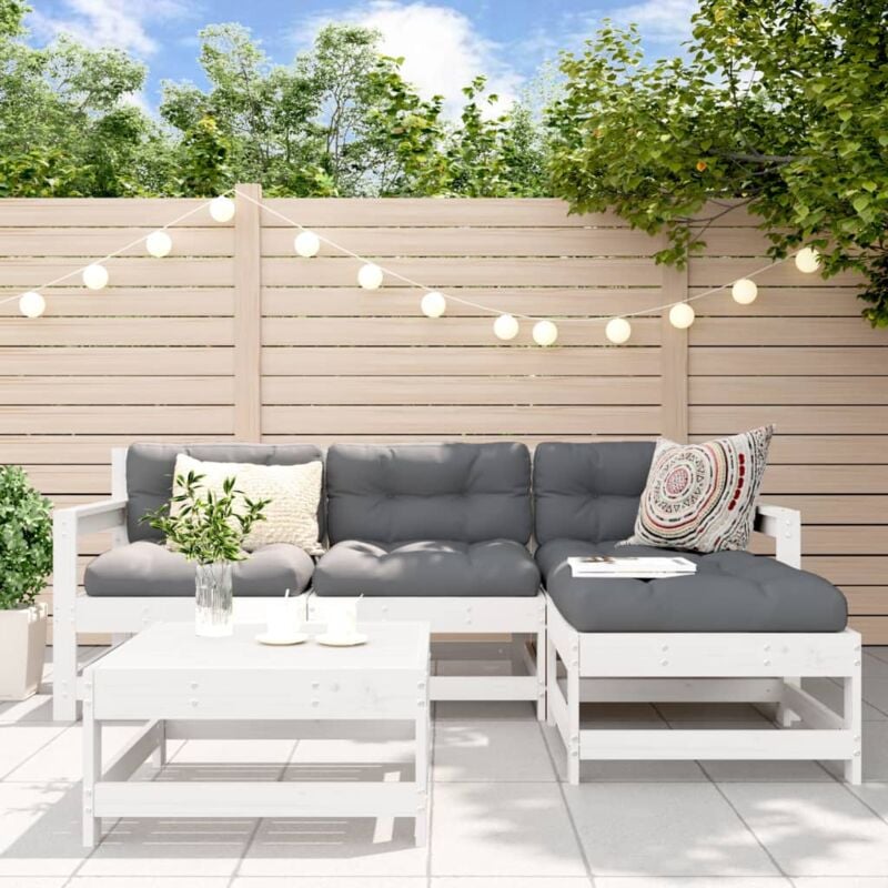 foto del prodotto vidaxl set divani da giardino 5pz con cuscini in legno massello bianco