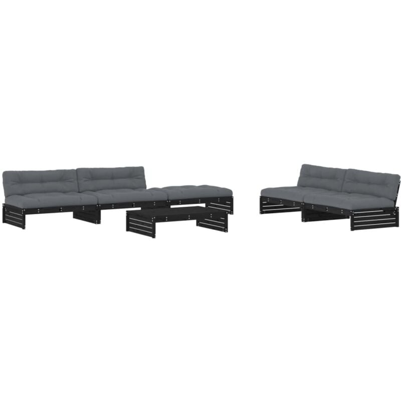 foto del prodotto vidaxl set divani da giardino 6 pz con cuscini in legno massello nero
