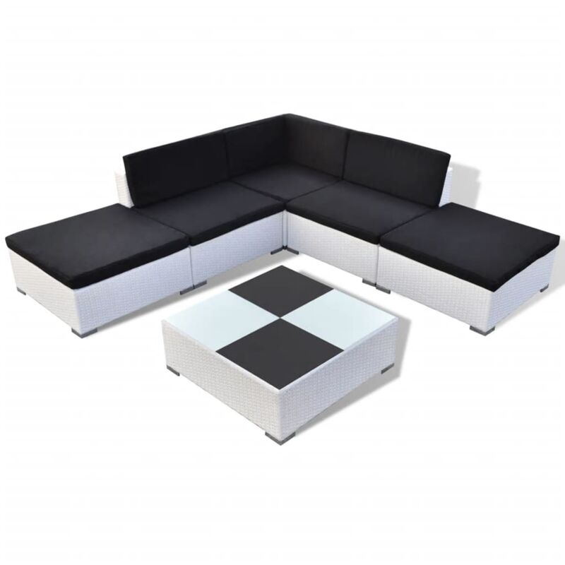 foto del prodotto vidaxl set divani da giardino 6 pz con cuscini in polyrattan bianco