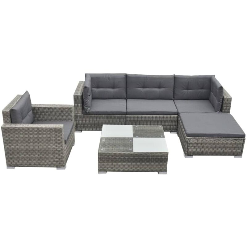 foto del prodotto vidaxl set divani da giardino 6 pz con cuscini in polyrattan grigio