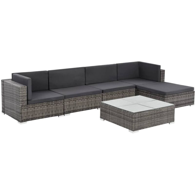 foto del prodotto vidaxl set divani da giardino 6 pz con cuscini in polyrattan grigio