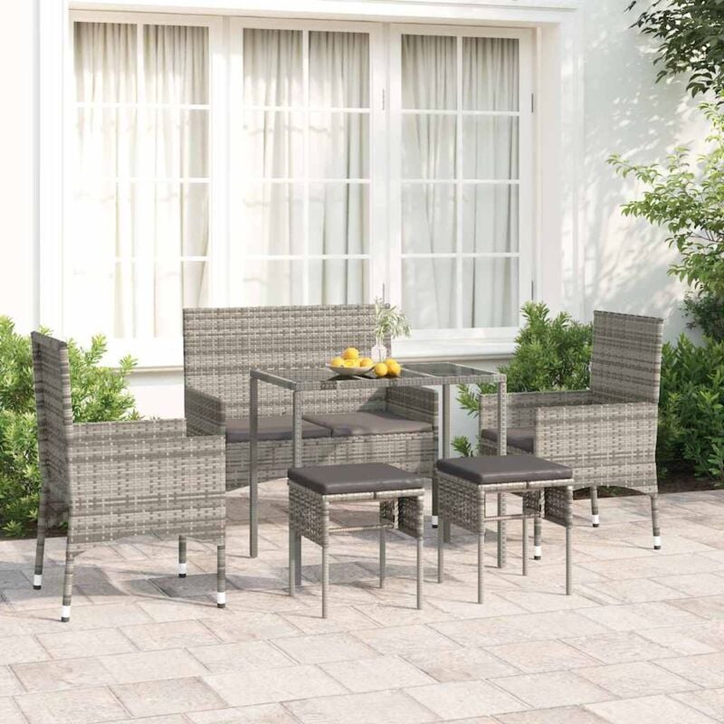foto del prodotto vidaxl set divani da giardino 6 pz con cuscini in polyrattan grigio