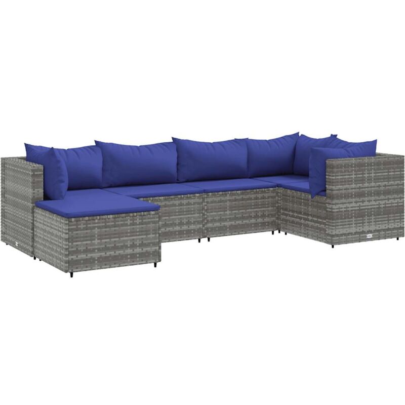 foto del prodotto vidaxl set divani da giardino 6 pz con cuscini in polyrattan grigio