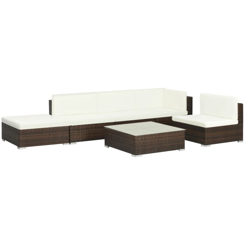foto del prodotto vidaxl set divani da giardino 6 pz con cuscini in polyrattan marrone
