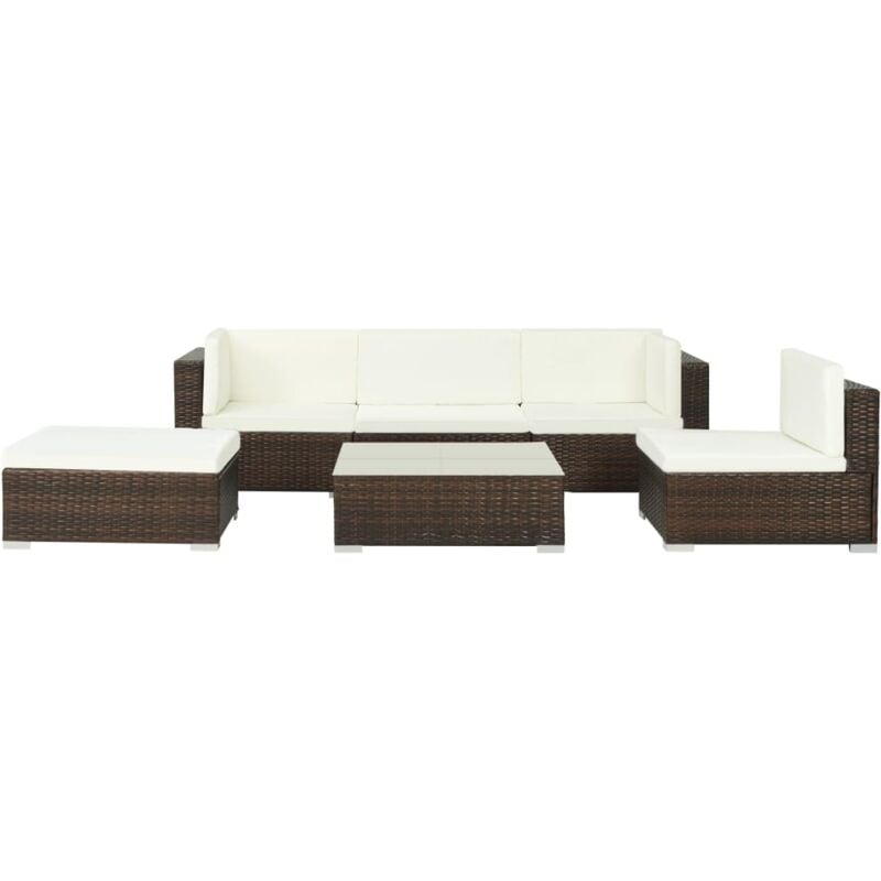 foto del prodotto vidaxl set divani da giardino 6 pz con cuscini in polyrattan marrone