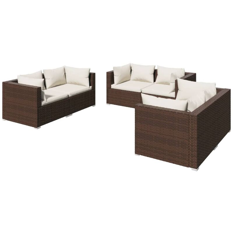 foto del prodotto vidaxl set divani da giardino 6 pz con cuscini in polyrattan marrone