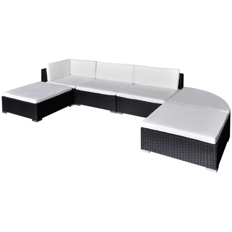 foto del prodotto vidaxl set divani da giardino 6 pz con cuscini in polyrattan nero