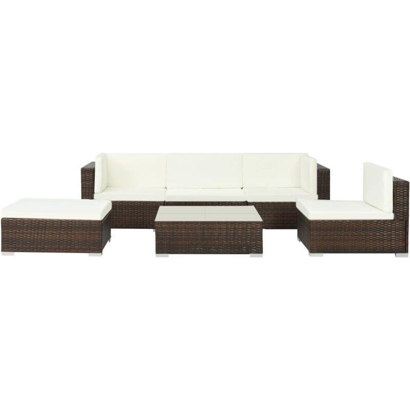 foto del prodotto vidaxl set divani da giardino 6 pz con cuscini in polyrattan nero colore marrone