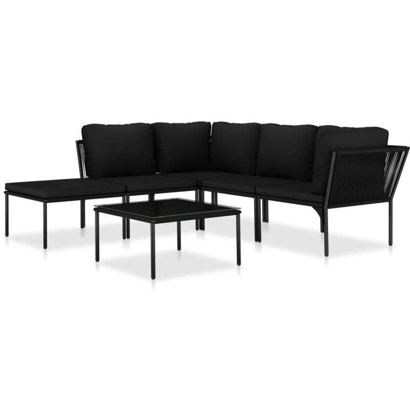 foto del prodotto vidaxl set divani da giardino 6 pz con cuscini neri in pvc