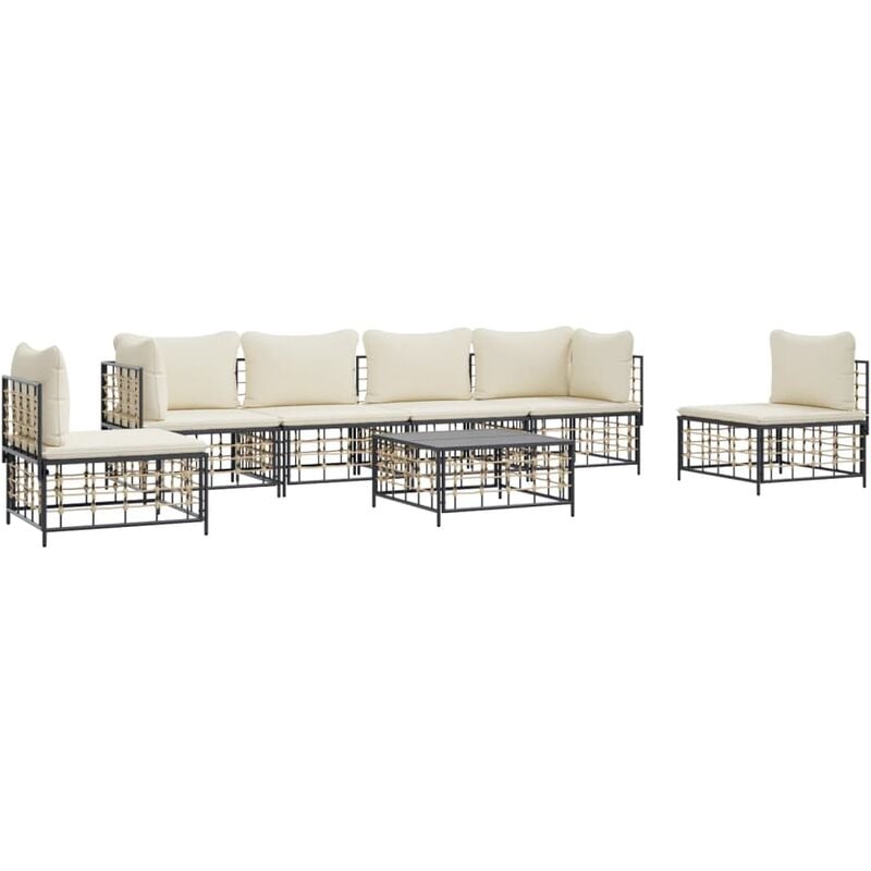 foto del prodotto vidaxl set divani da giardino 7 pz con cuscini antracite in polyrattan