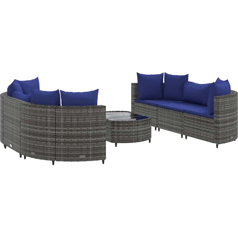 foto del prodotto vidaxl set divani da giardino 7 pz con cuscini grigio in polyrattan