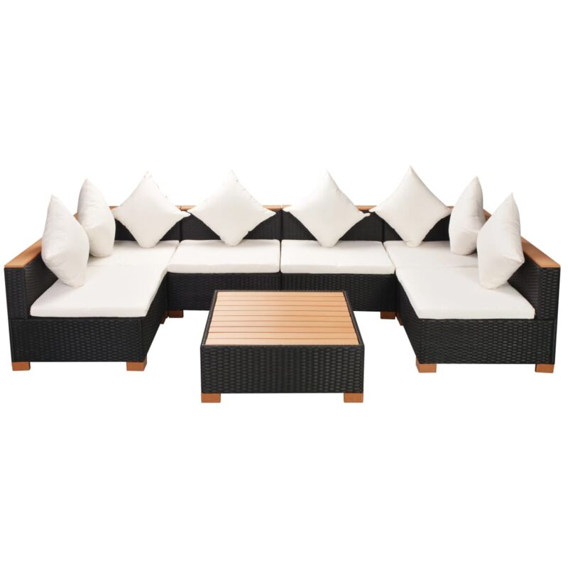 foto del prodotto vidaxl set divani da giardino 7 pz con cuscini in polyrattan nero